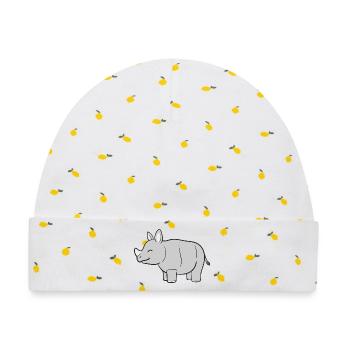 Nashorn Nashörner - Baby Premium Organic Mütze - Weiß/Zitronengelb - Vorne