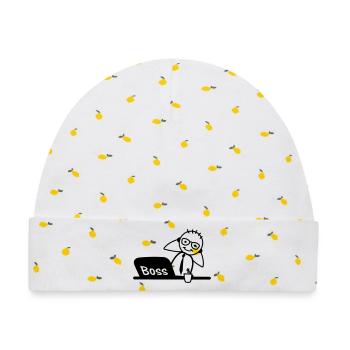 Büro-Laptop der Chef - Baby Premium Organic Mütze - Weiß/Zitronengelb - Vorne