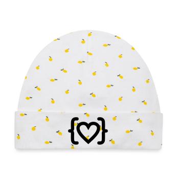Herz des Programmierer-Code-Logos - Baby Premium Organic Mütze - Weiß/Zitronengelb - Vorne