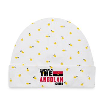Keep Calm Angola Flaggen Design - Baby Premium Organic Mütze - Weiß/Zitronengelb - Vorne