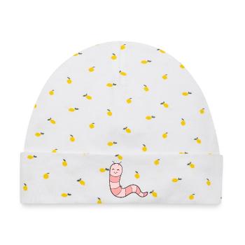 Wurm Regenwurm - Baby Premium Organic Mütze - Weiß/Zitronengelb - Vorne