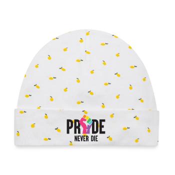 Pride Month LGBT - Pride Never Die - Baby Premium Organic Mütze - Weiß/Zitronengelb - Vorne