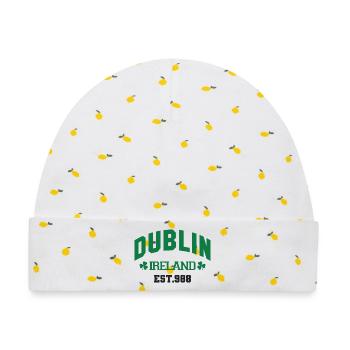 Dublin - Irland - Baby Premium Organic Mütze - Weiß/Zitronengelb - Vorne