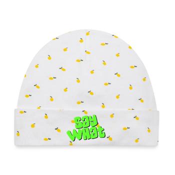 Say What - Baby Premium Organic Mütze - Weiß/Zitronengelb - Vorne