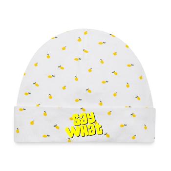 Say What - Baby Premium Organic Mütze - Weiß/Zitronengelb - Vorne
