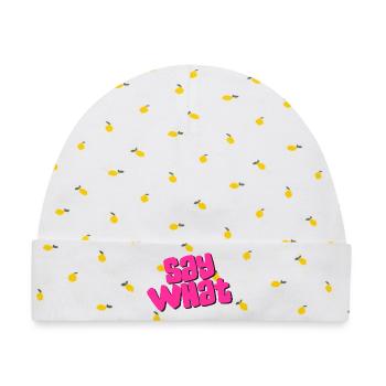 Say What - Baby Premium Organic Mütze - Weiß/Zitronengelb - Vorne
