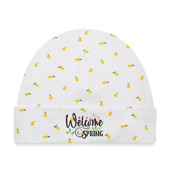 Willkommen Frühling - Baby Premium Organic Mütze - Weiß/Zitronengelb - Vorne