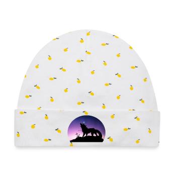 Die Reise eines Sternenwolfs - Silouhette Nocturne - Baby Premium Organic Mütze - Weiß/Zitronengelb - Vorne