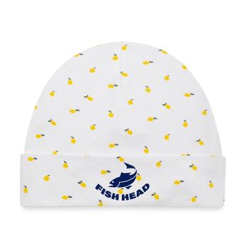 FISH HEAD - Baby Premium Organic Mütze - Weiß/Zitronengelb - Vorne