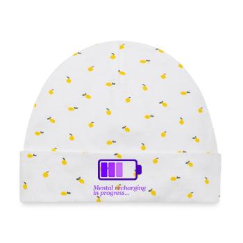 Mind Ladeakku-Symbol - Baby Premium Organic Mütze - Weiß/Zitronengelb - Vorne
