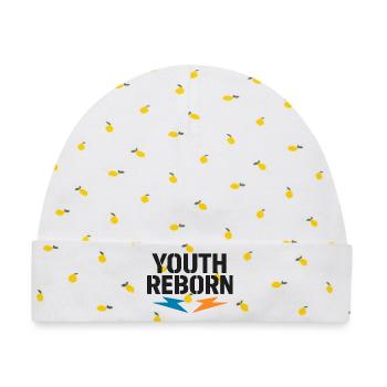 Youth Reborn – Blitz-Statement - Baby Premium Organic Mütze - Weiß/Zitronengelb - Vorne