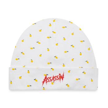 Assassine – Killer Blood Design - Baby Premium Organic Mütze - Weiß/Zitronengelb - Vorne