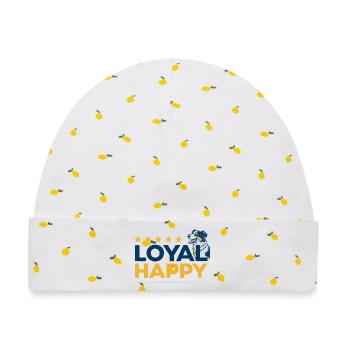 Happy Loyal Dog Logo - Baby Premium Organic Mütze - Weiß/Zitronengelb - Vorne