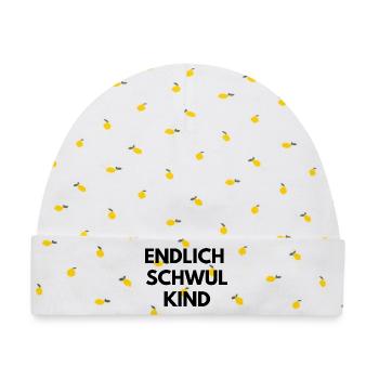 Endlich Schwul Kind - Baby Premium Organic Mütze - Weiß/Zitronengelb - Vorne