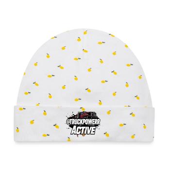 TruckPower Active Bold Truck Motiv - Baby Premium Organic Mütze - Weiß/Zitronengelb - Vorne