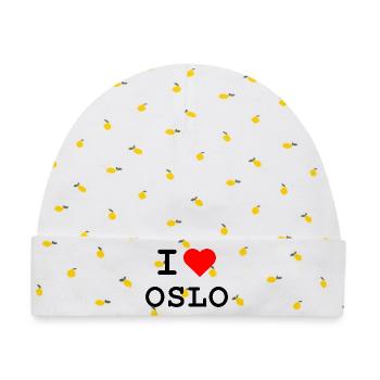 I love Oslo - ich liebe Oslo - Baby Premium Organic Mütze - Weiß/Zitronengelb - Vorne