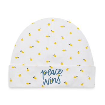 Frieden gewinnt Handlettering - Baby Premium Organic Mütze - Weiß/Zitronengelb - Vorne