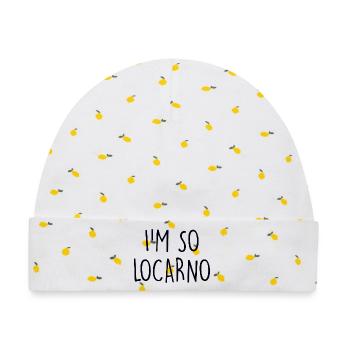 Locarno Switzerland Schweiz - Baby Premium Organic Mütze - Weiß/Zitronengelb - Vorne