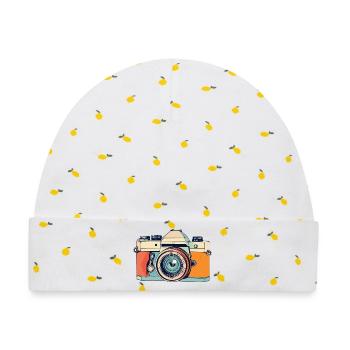Retro Spiegelreflex Kamera Fotoaparat Illustration - Baby Premium Organic Mütze - Weiß/Zitronengelb - Vorne