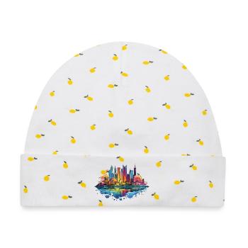 Bunte Skyline Reflektion - Baby Premium Organic Mütze - Weiß/Zitronengelb - Vorne