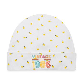 Retro 1986 Stripes - Baby Premium Organic Mütze - Weiß/Zitronengelb - Vorne