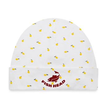FISH HEAD - Baby Premium Organic Mütze - Weiß/Zitronengelb - Vorne