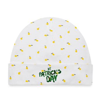 Grüne Blatt-Typo St Patrick's Day - Baby Premium Organic Mütze - Weiß/Zitronengelb - Vorne