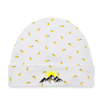 Berge Sonne Natur - Baby Premium Organic Mütze - Weiß/Zitronengelb - Vorne