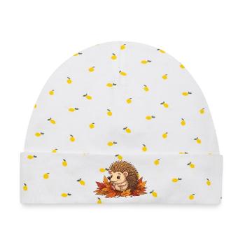 Igel im Herbstlaub Herbstzauber - Baby Premium Organic Mütze - Weiß/Zitronengelb - Vorne