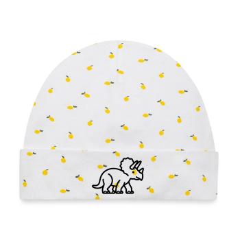 Triceratops - Baby Premium Organic Mütze - Weiß/Zitronengelb - Vorne
