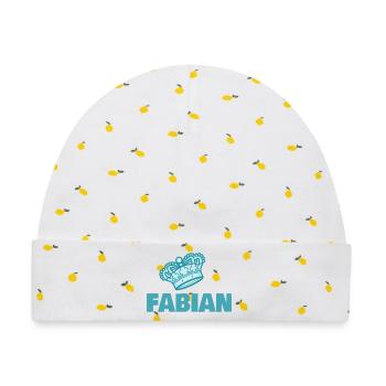 Fabian - Baby Premium Organic Mütze - Weiß/Zitronengelb - Vorne