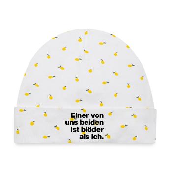 EINER VON UNS IST BLÖDER ALS ICH. SARKASMUS, FRECH - Baby Premium Organic Mütze - Weiß/Zitronengelb - Vorne