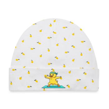 Yoga-Entenvogel mit Kriegerposen-Kunst - Baby Premium Organic Mütze - Weiß/Zitronengelb - Vorne