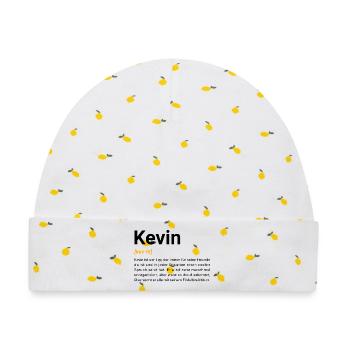 Kevin - Baby Premium Organic Mütze - Weiß/Zitronengelb - Vorne