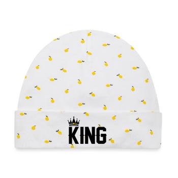 King - Baby Premium Organic Mütze - Weiß/Zitronengelb - Vorne