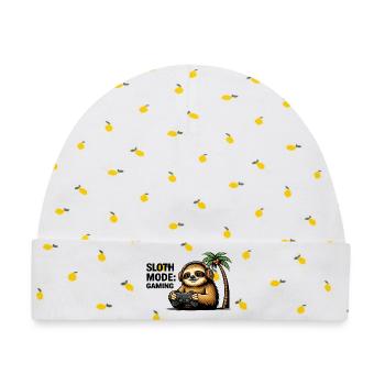 Palm Gamer Faultier - Baby Premium Organic Mütze - Weiß/Zitronengelb - Vorne