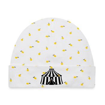 Zirkuszelt Zirkus Silhouette - Baby Premium Organic Mütze - Weiß/Zitronengelb - Vorne