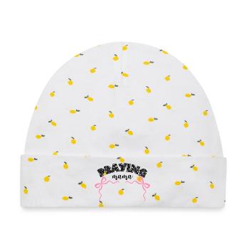 PRAYINGmama - Christliche Produkte - Baby Premium Organic Mütze - Weiß/Zitronengelb - Vorne