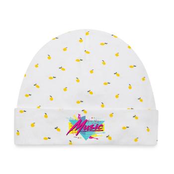 Neon Musik Retro Vibe - Baby Premium Organic Mütze - Weiß/Zitronengelb - Vorne