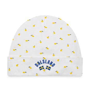 Dalsland Schwedische Flaggen - Baby Premium Organic Mütze - Weiß/Zitronengelb - Vorne