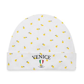 Souvenir Venedig, elegantes Design Venedig - Baby Premium Organic Mütze - Weiß/Zitronengelb - Vorne