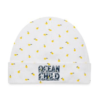 Ocean Child Wellenkunst - Baby Premium Organic Mütze - Weiß/Zitronengelb - Vorne