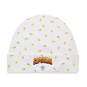 superdad - Baby Premium Organic Mütze - Weiß/Zitronengelb - Vorne
