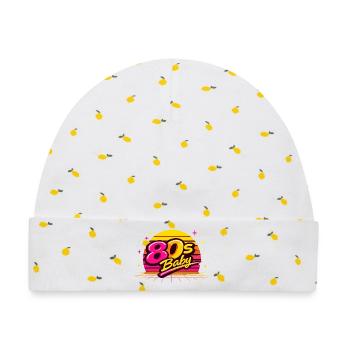 80s Retro Disco - Baby Premium Organic Mütze - Weiß/Zitronengelb - Vorne