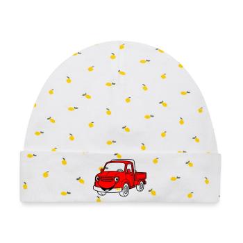 Truck Kids - Baby Premium Organic Mütze - Weiß/Zitronengelb - Vorne