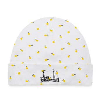 Fischkutter & Krabbenkutter - Illustration - Baby Premium Organic Mütze - Weiß/Zitronengelb - Vorne
