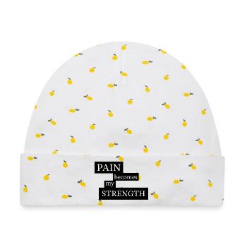 Pain Becomes My Strength - Baby Premium Organic Mütze - Weiß/Zitronengelb - Vorne
