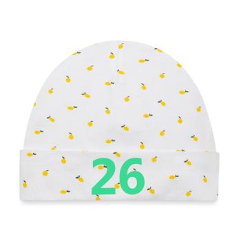 26 - Baby Premium Organic Mütze - Weiß/Zitronengelb - Vorne