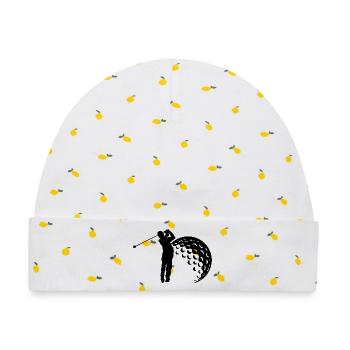 Golf Schwung Silhouette - Baby Premium Organic Mütze - Weiß/Zitronengelb - Vorne