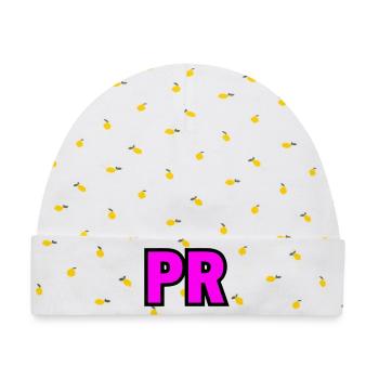 PR Initialen Block Logo - Baby Premium Organic Mütze - Weiß/Zitronengelb - Vorne
